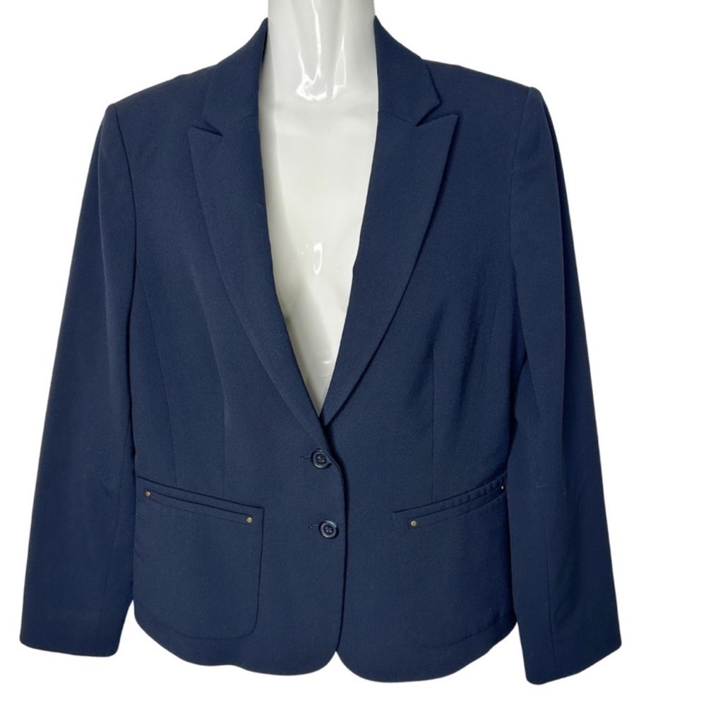 Anne Klein | Button Long Sleeve Blazer in Navy